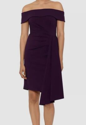xscape women's long off the shoulder scuba crepe dress XSCAPE Off-The-Shoulder Scuba-Crepe Gown