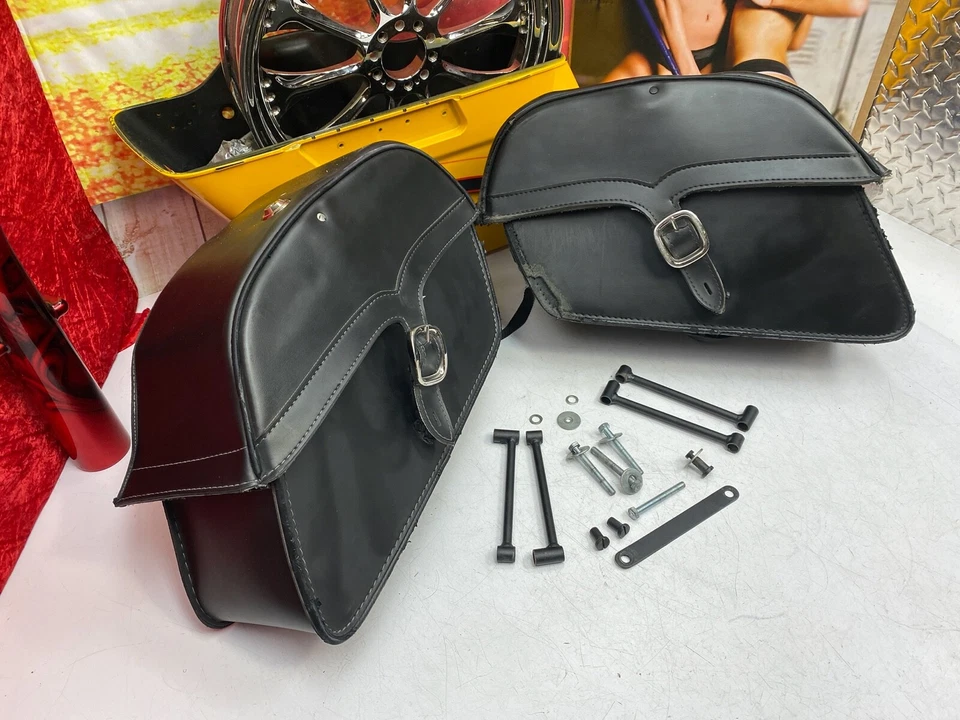 🔥Harley Honda Yamaha Suzuki Slanted Locking Zip Off Throw Over Saddlebags🔥 - Image 3 of 4