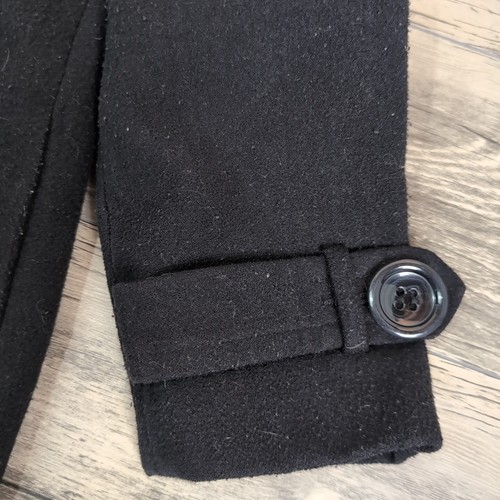 Women's OKAY Black 3 Button Pea Coat Size 38 Jacket Mid Length Polyester - Picture 12 of 12