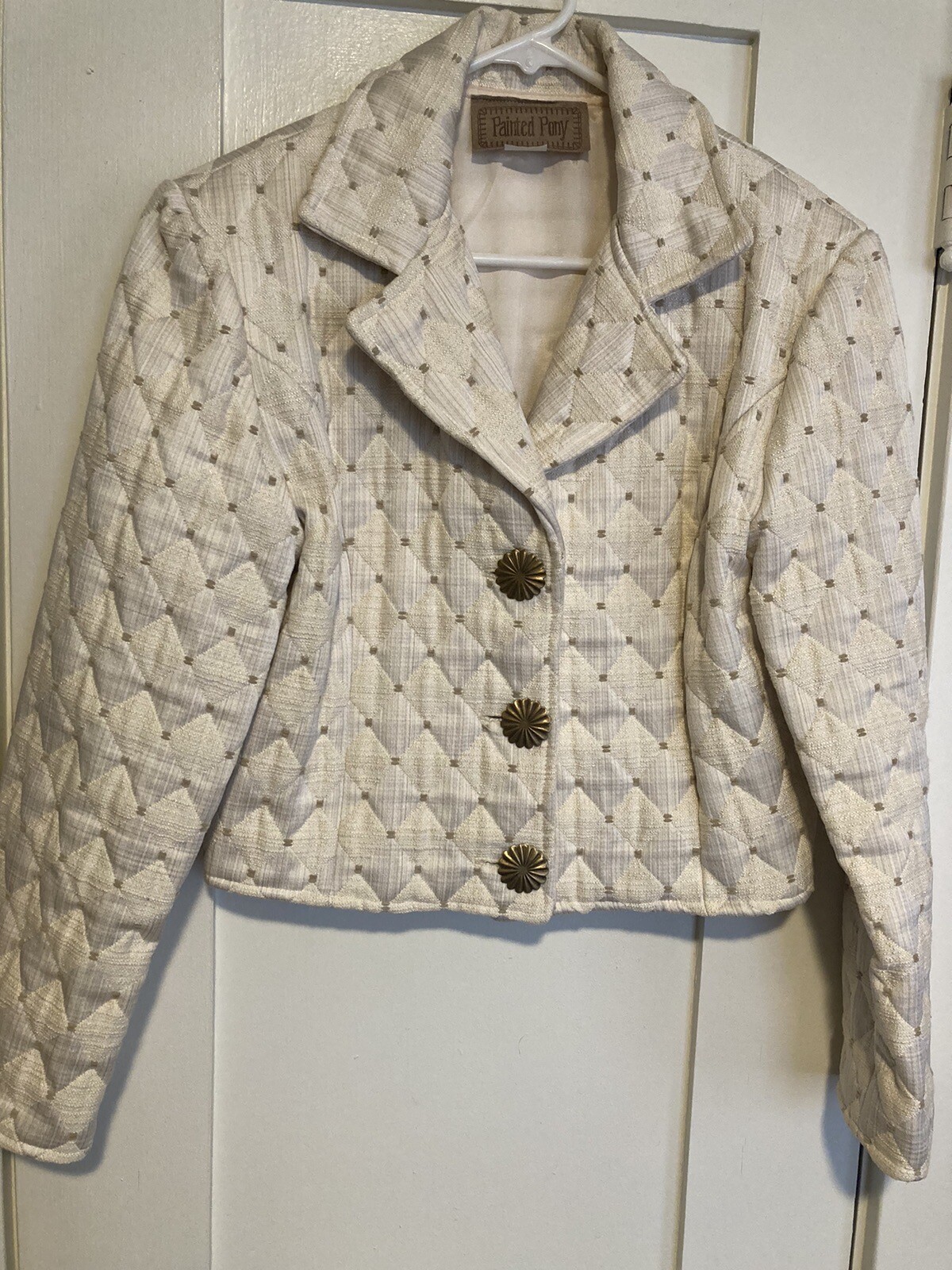 Giacca corta trapuntata vintage dipinta pony made in USA donna media bella!