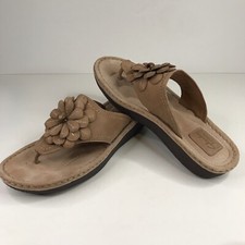 Clarks Laurieann Gema Sandals Floral Thong Tan Beige T-Strap Glides Women 10