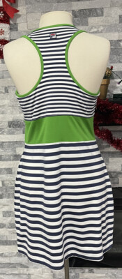 Fila US Sz L Striped Green/ Navy/ White Sleeveless Dress | eBay