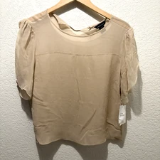 NEW Vintage Moda International Women's Top Silk Medium Beige Paper Thin Capsule