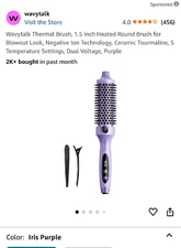 Wavytalk Thermal Brush, 1.5 Inch Ionic Heated Round Brush Creates Blowout Loo...