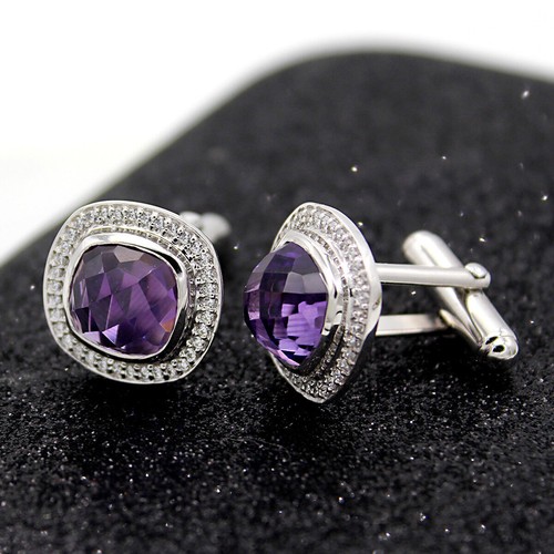 Boutons De Manchette Thomas Pink En Argent Sterling 925 - Cubes Roses Classiques Luxe
