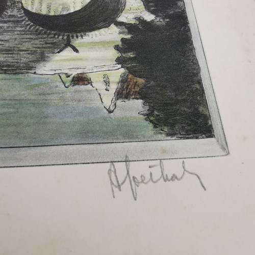 RARE Bruges bridge coloured engraving print by Albert Goethals ON paper signed - Picture 8 of 9