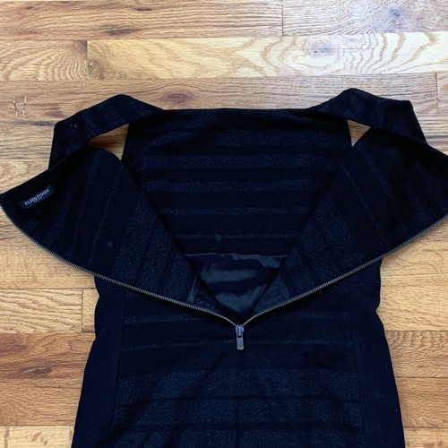 Eileen Fisher Striped Viscose Stretch Ponte Dress w/ Solid Side Panels Size 4P - Picture 7 of 8