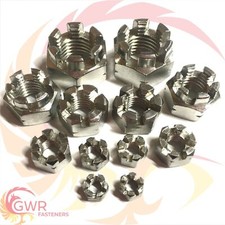 M12 / 12mm A2 STAINLESS STEEL HEXAGON SLOTTED CASTLE NUTS DIN 935 FITS BOLTS GWR