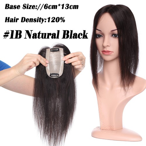 Natural Hairline Short Topper Hairpiece Clip In Remy Human Hair Extensions Q796 - Picture 32 of 41