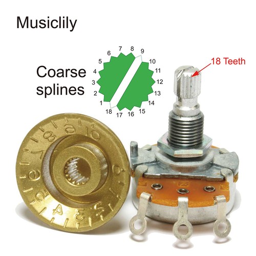 Musiclily Pro HD B1M Brass Metric Split Shaft Linear Taper Guitar Potentiometer - Picture 3 of 6