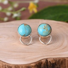 925 Silver Turquoise Heart Stud Earring Love Locks Earring Gift For Girlfriend