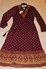 Lucky Brand Size XL Multicolor Elastic Waist V Neck Womens Pullover Dress BNWT