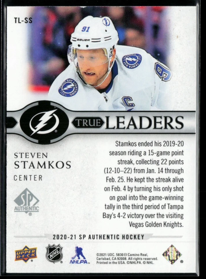 2020-21 SP Authentic True Leaders Steven Stamkos #TL-SS - Image 2 of 2