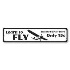 Personalized Airplane Learn To Fly Lessons By Pilot Only 15 Cents - Aluminum