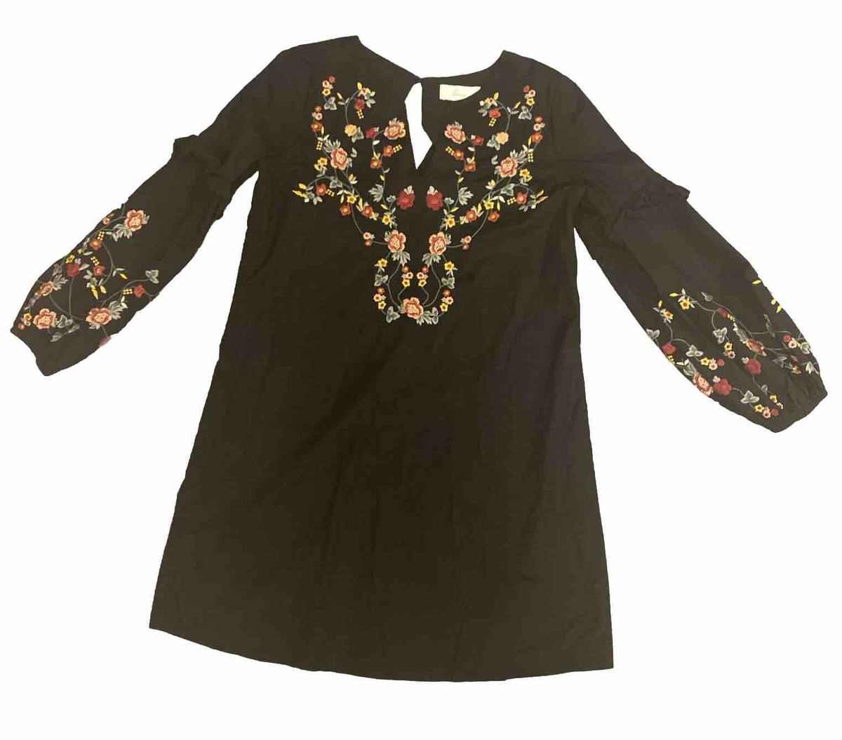 green emerald velvet dress 90s Embroidered Peasant Dress