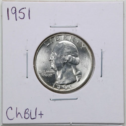 1951 25C Washington Quarter Dollar in Choice BU+ Condition #2052