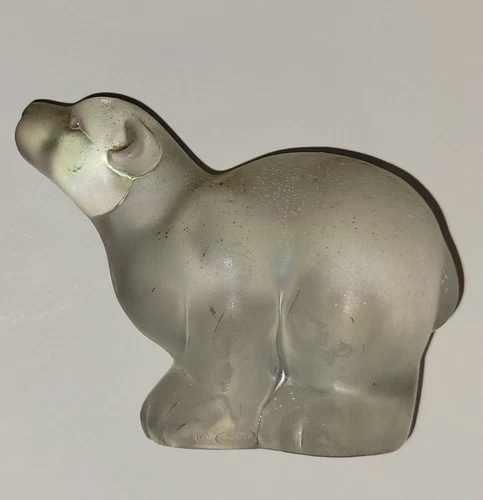 Vintage Fenton Ice White Carnival Glass Polar Bear Figurine