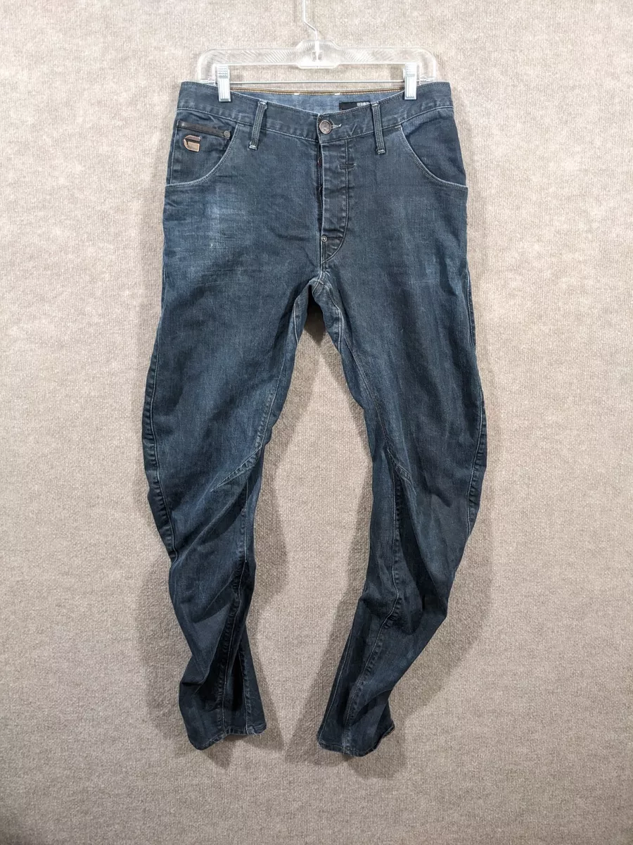 G Star Raw Mens Jeans 33x36 Riley 3D Loose Tapered Medium Wash Denim Button Fly