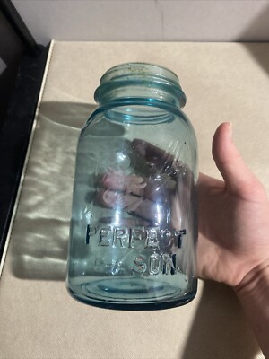 Rare vintage light blue aqua ball perfect mason jar 1910-1923