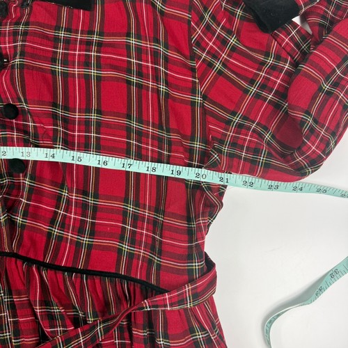 Abito donna Talbots aderente e svasato 14 rosso tartan quadri coulisse vita 1/4 bottoni - Foto 4 di 4