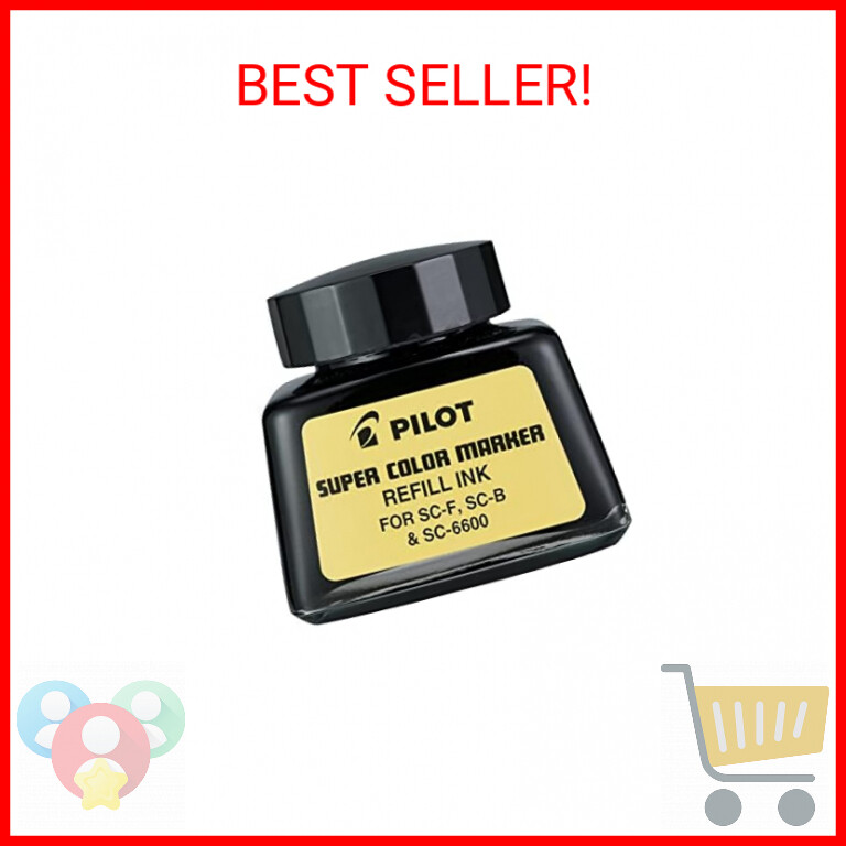 PILOT Super Color Permanent Marker Refill Ink, Black Ink, 1 Ounce Bottle