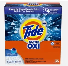Tide Plus Ultra Oxi Powder Laundry Detergent, 35 Loads, 63 Oz Deep Cleansing