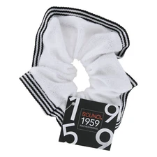 Scunci 1959 Hair Scrunchie with Striped Trim, White/Black, 1-Piece