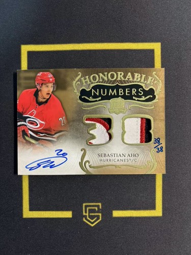 2023-24 Upper Deck The Cup Honorable Numbers Auto Patch 38/38 Sebastian Aho FCDV