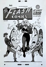 Production Art FLASH COMICS #92 cover, CARMINE INFANTINO art, Hawkman, Canary