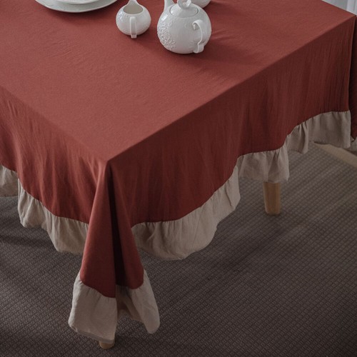 Tablecloth Ruffle Table Rectangle Table Cloth Cover Dining Tablewear Home Decor - Picture 5 of 37