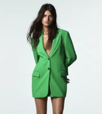 ZARA WOMAN STRAIGHT CUT GREEN BLAZER SIZE S