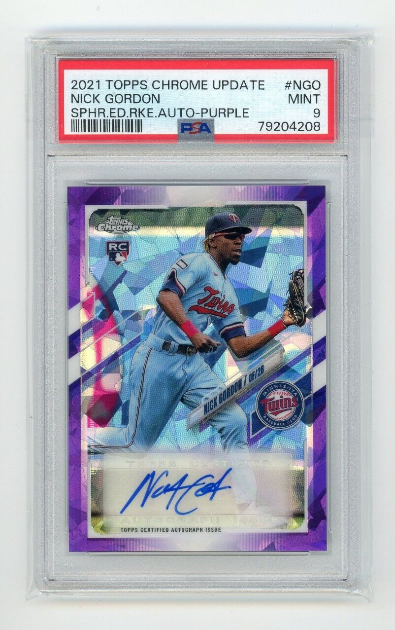 2021 Topps Chrome Update Nick Gordon RC Purple Sapphire Auto /10 PSA 9