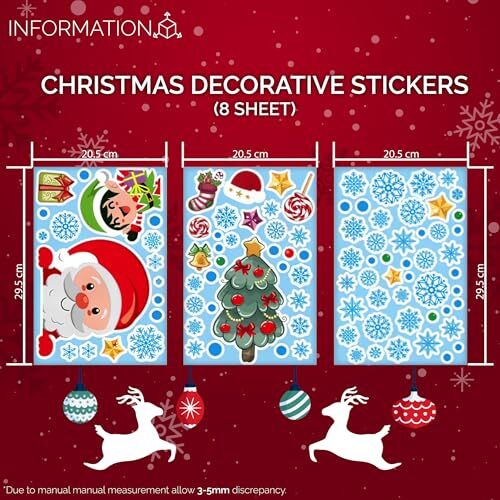 Pegatinas Navidad Ventana - 8 Hojas Decoraciones Navidad para Ventanas, Reutilizables - Imagen 6 de 7
