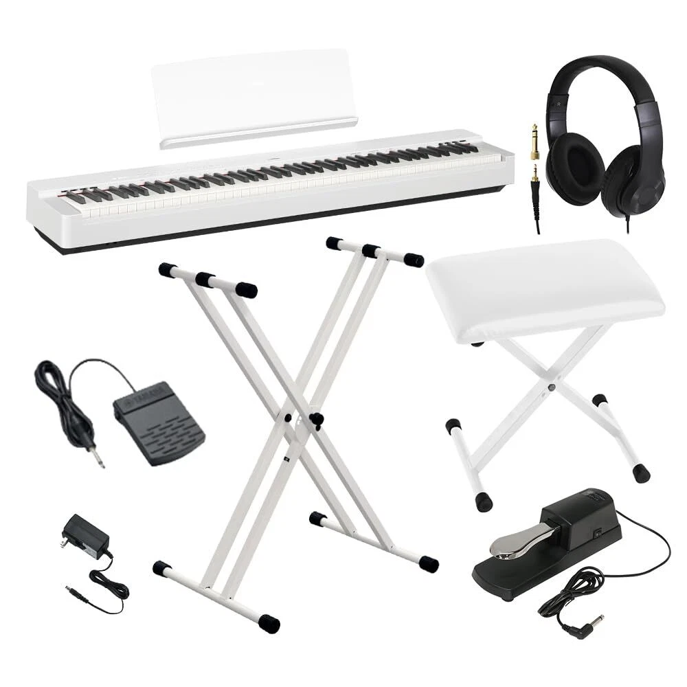 YAMAHA P 225 WH Electronic Piano X Stand X Chair Damper Pedal