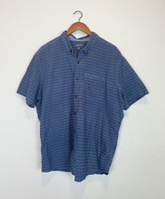 Eddie Bauer Mens Casual Button Down Shirt Blue Striped Cotton Heavy Duty Sz 2XL