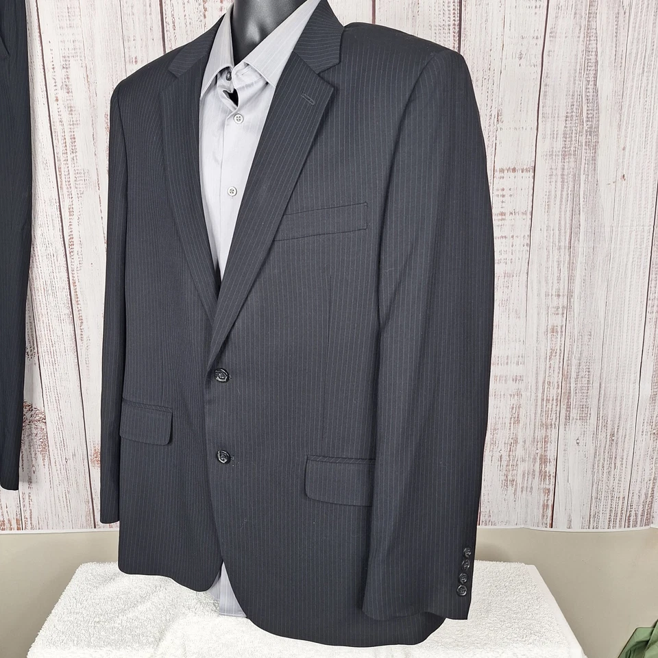 John Bartlett 2 Piece Suit Mens 44R 36x30 Gray Pinstripe Single Vented - Image 4 of 4