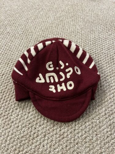 Winter Cycling Cap Vintage Burgundy Chain Stitched Bike Wool Hat