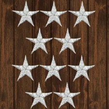 Silver Star Embroidered Patch, 5/8" — 10-Pack — Iron On