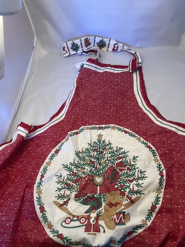Delantal de Navidad Vintage Rojo Country Granny Chic Arte Mecedor Caballo - Imagen 6 de 7