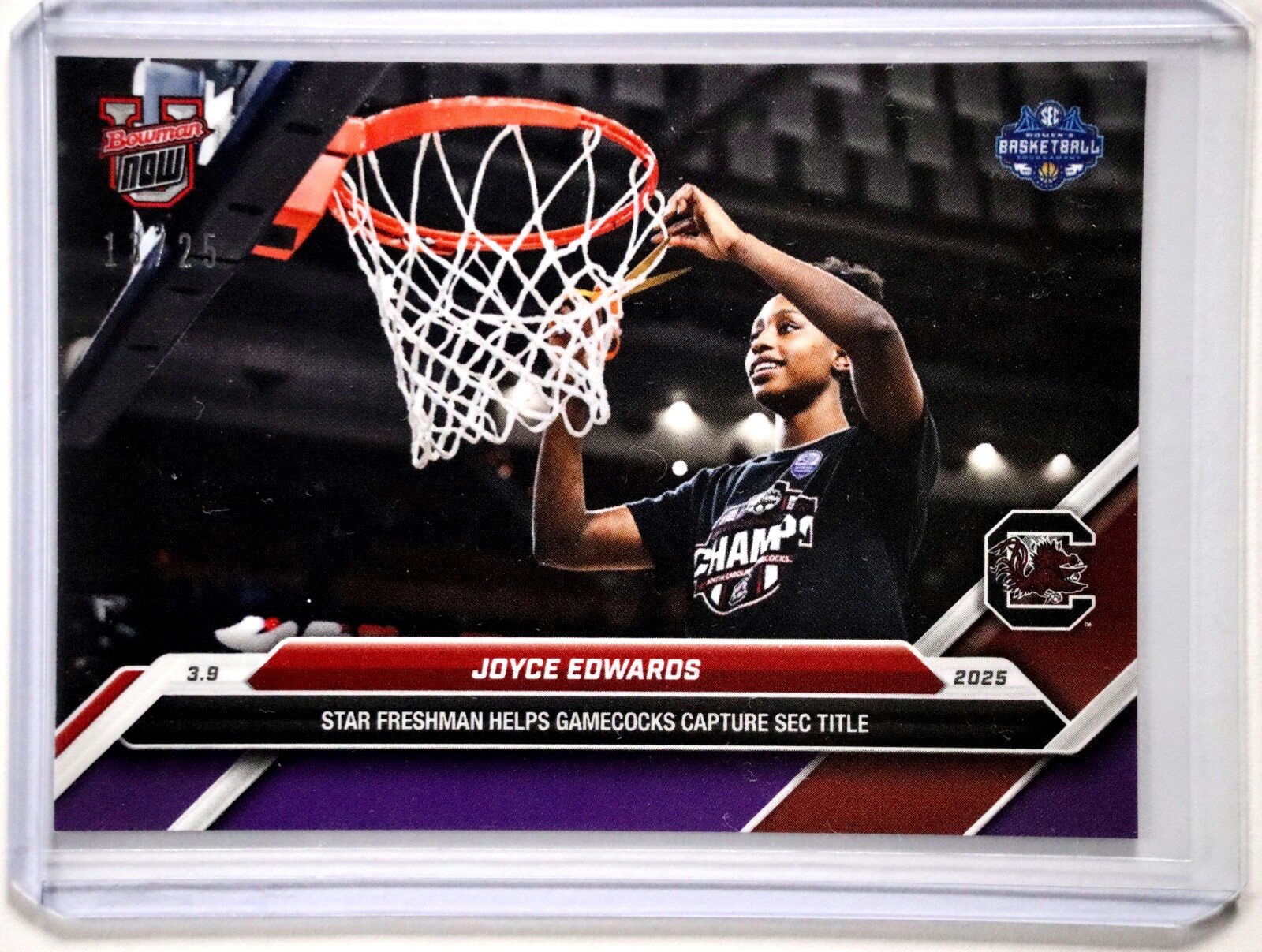 2025 Bowman U Now Joyce Edwards #80 Purple /25 – Gamecocks SEC Champion KM2