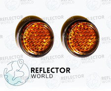 2 x Self-Adhesive Stick-on Amber Round Circular Trailer Caravan Reflectors 20mm