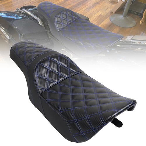 Blue Stitching Front Driver Rear Passenger Seat For Harley Road King FLHR 97-07 - Picture 2 of 17
