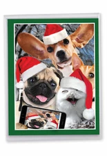 1 Jumbo Merry Christmas Greeting Card - Animal Selfies J2373CXSG