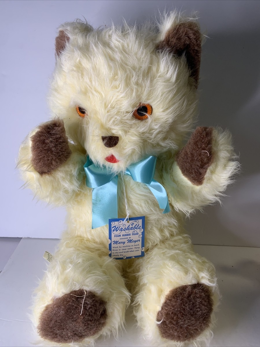 Vintage 1960s Mary Meyer Cream 20 inch Teddy Bear Plush Orange Eye