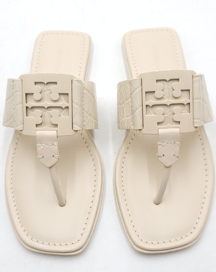 New Tory Burch Georgia Cream Soft Croco Emboss Sandal | eBay