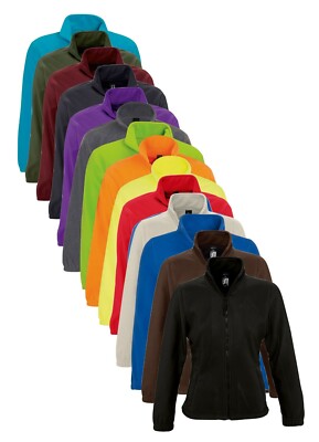 Womens Full Zip Fleece BROWN BLUE PURPLE ORANGE + MORE  SOLS Ladies Jacket
