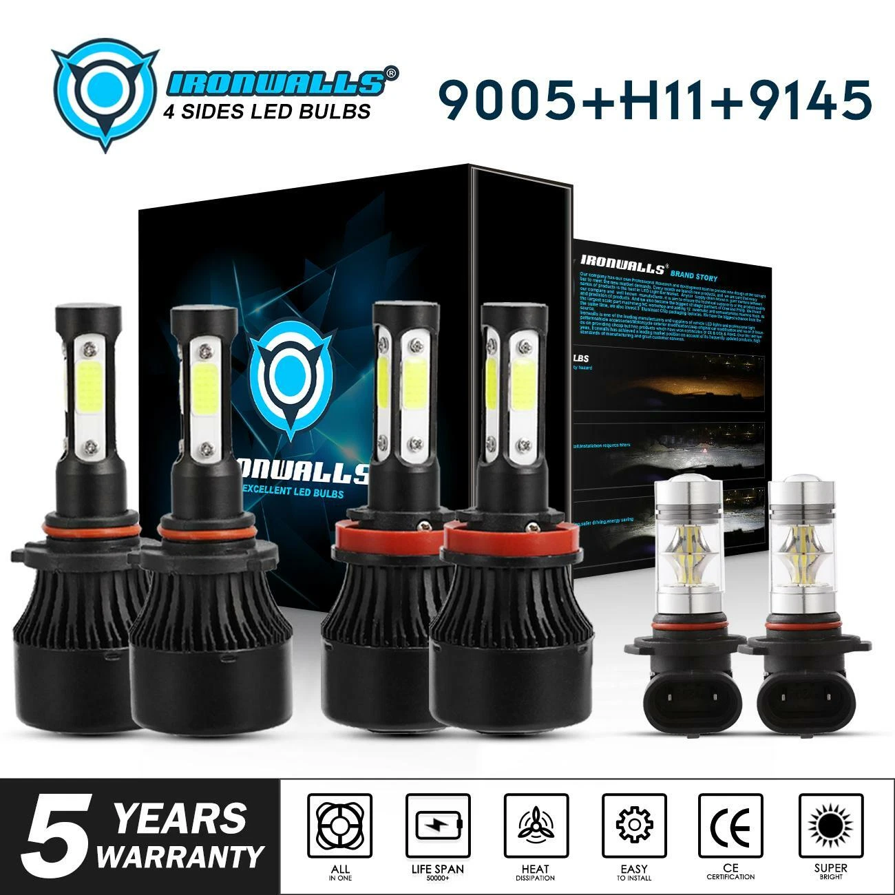 9005+H11+9145 LED Headlight Bulb Kits for 2011-2018 Ram 1500 2500 3500 4500 5500