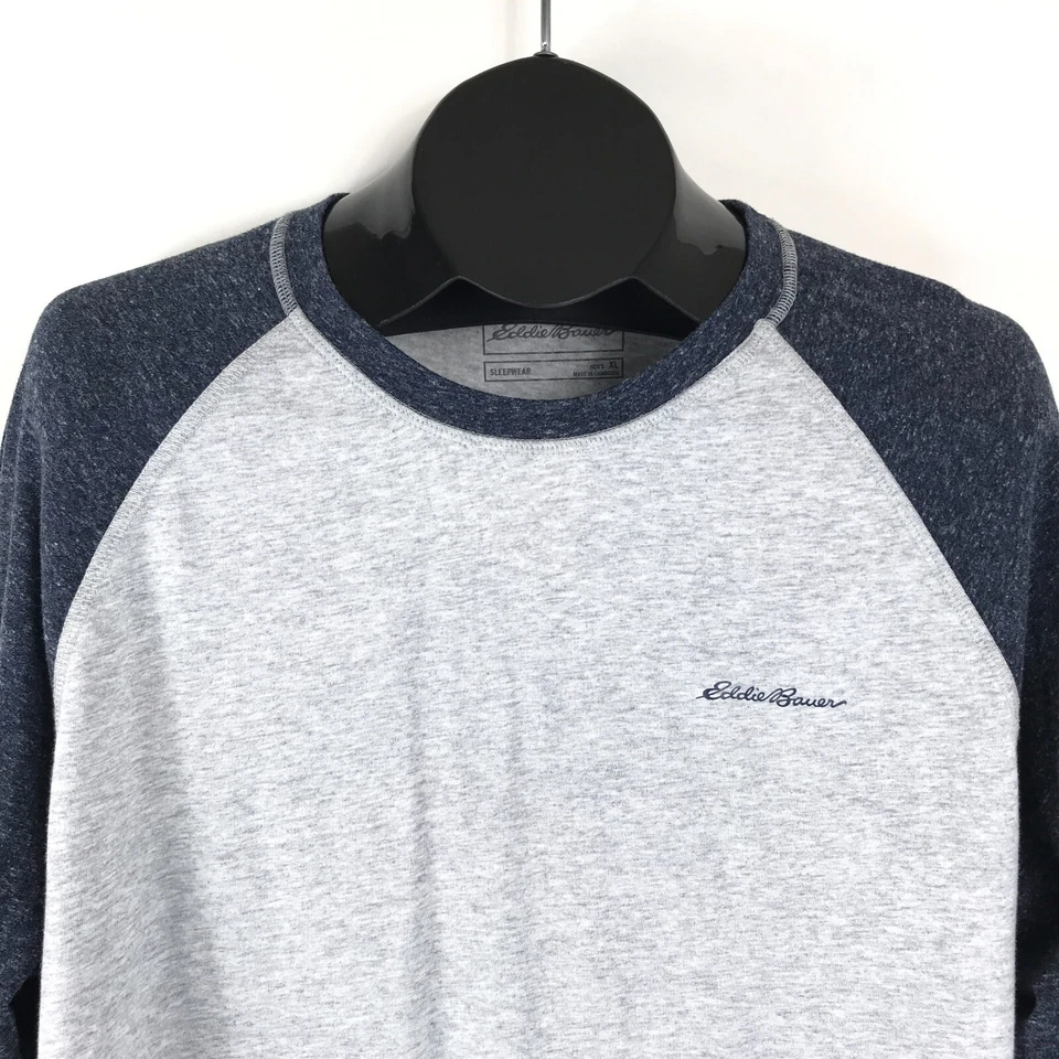 Eddie Bauer Ropa de Dormir Manga Larga Raglán Camiseta Para Hombre XL Mezcla de Algodón Cuello Redondo Foto 2 de 4