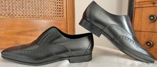 NIB SALVATORE FERRAGAMO Men Black Leather SlipOn Oxfords US10.5/EU43.5Made ITALY