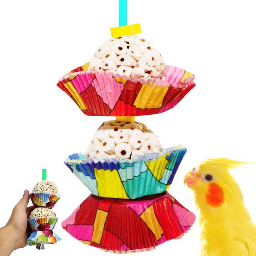 1932 Two Cake Bird Toy Foraging Parrot cage Toys Cages Shred Cockatiel African - Picture 7 of 8